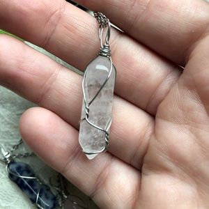 Clear Quartz Double-point Gemstone, Single Chakra Necklace - Hand-Wrapped!